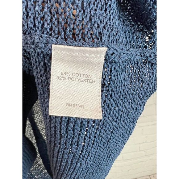 J.JILL blue semi-sheer short sleeve cotton blend top sweater pullover M NWOT - Picture 5 of 6